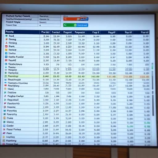 Spreadsheet showing financial data